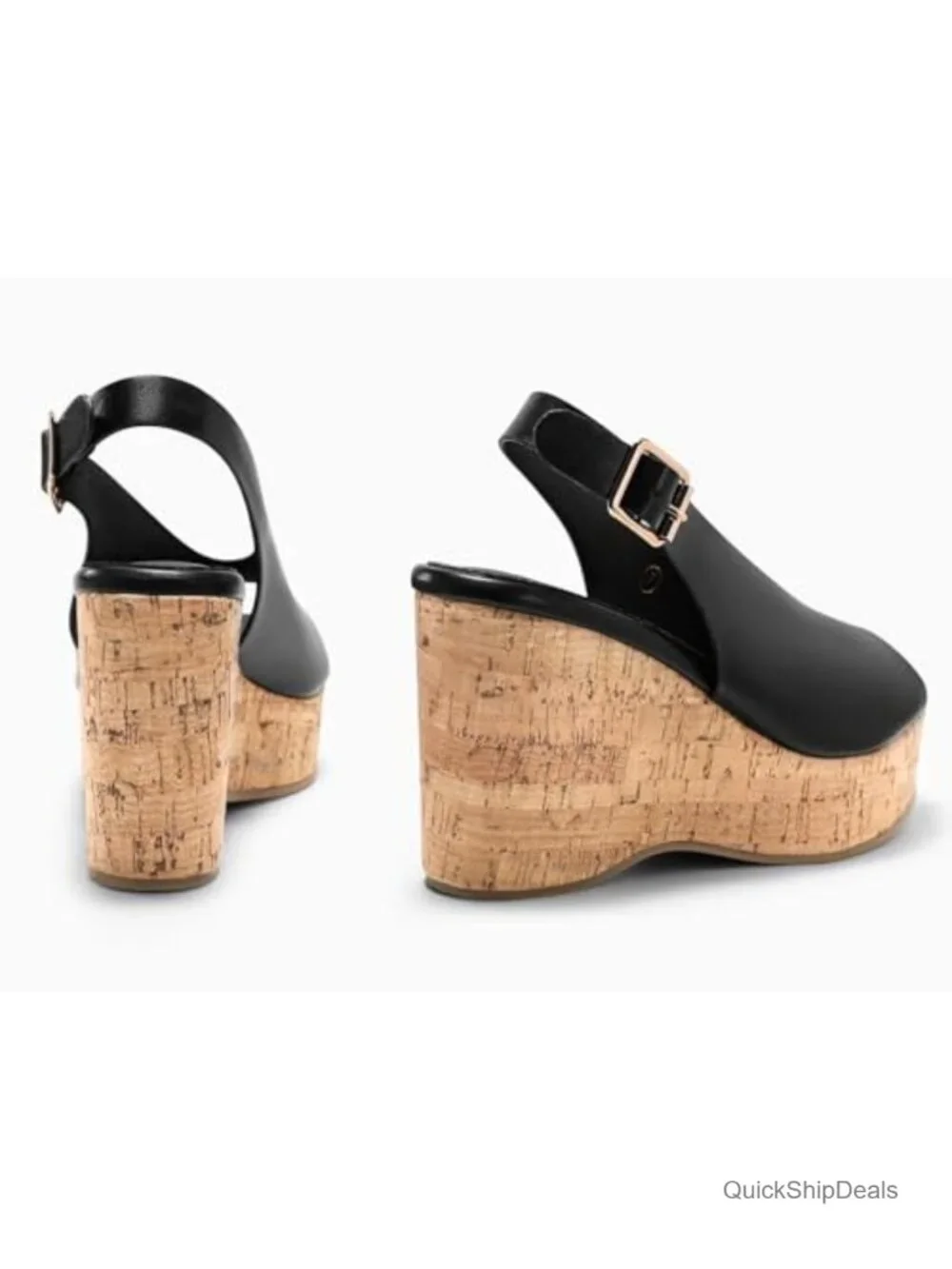 Womens Platform Wedge Sandals Open Peep Toe Slingback Cork High Heels Summer